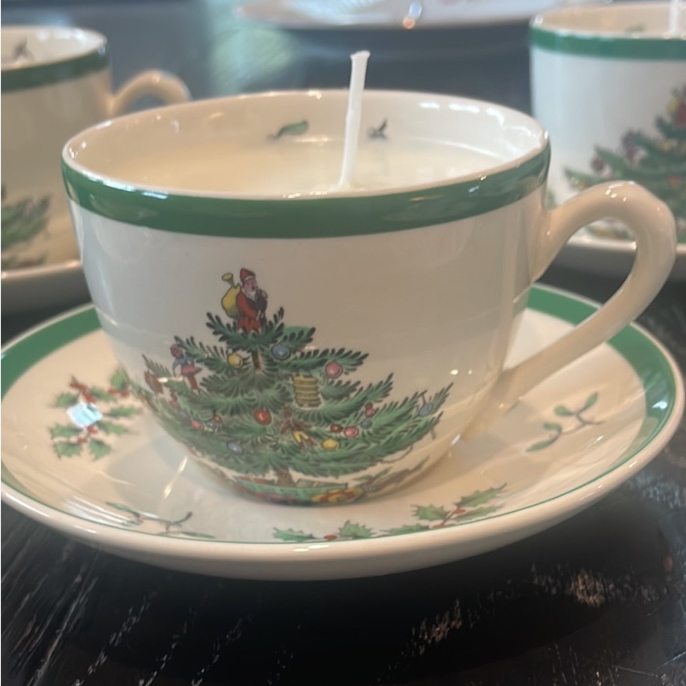 Spode Collectible Christmas Tree candle cup and saucer
